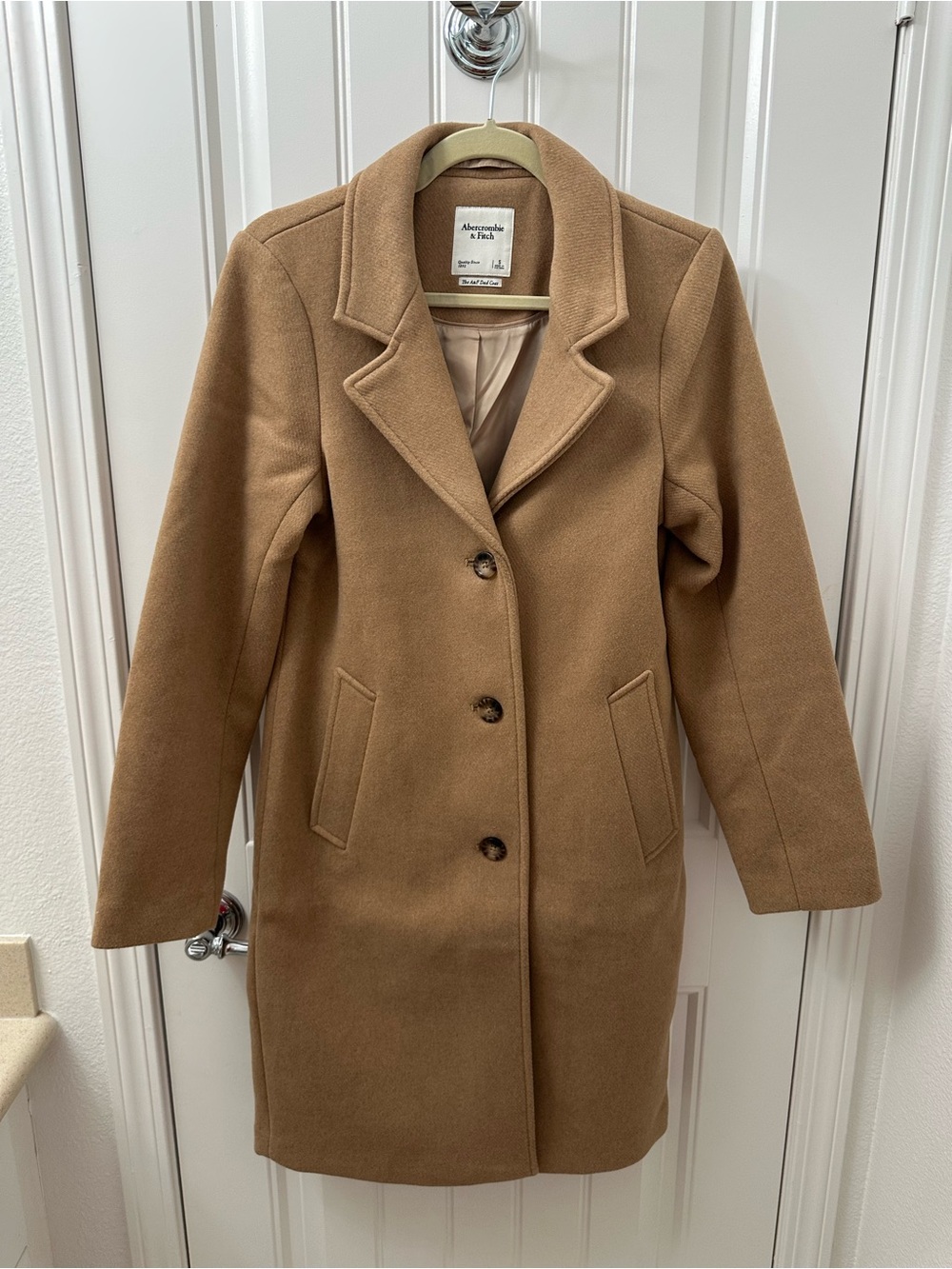 Abercrombie & Fitch Women's Camel Single-Breasted Wool Coat